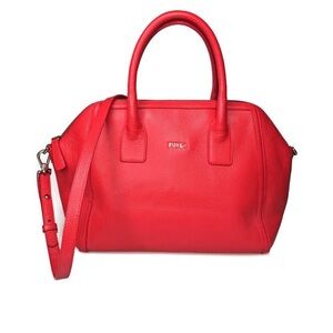 Furla Red Leather Satchel Shoulder Bag